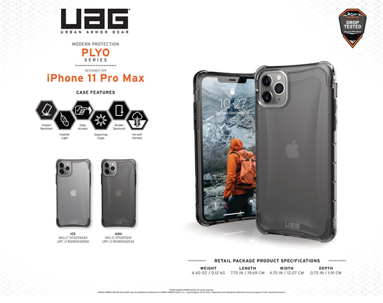 Ốp lưng iPhone 11 Pro Max UAG Plyo Series 1 Op lung iPhone 11 Pro Max UAG Plyo Series Ice 10 bengovn
