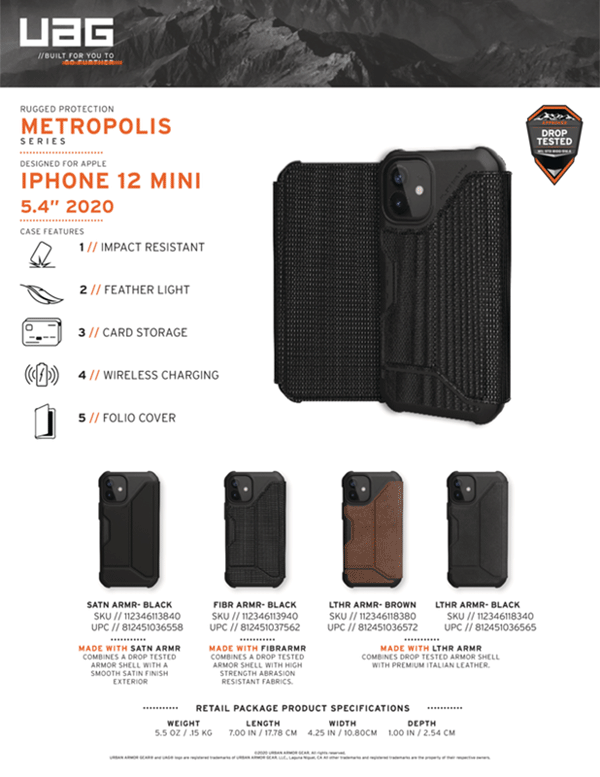 Bao da iPhone 12 Mini UAG Metropolis Series SATN PU 17 bengovn